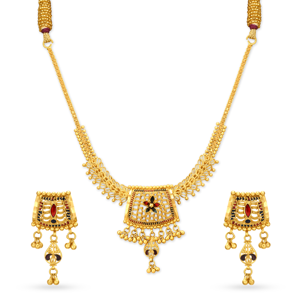 Rhombic Gold Necklace Set