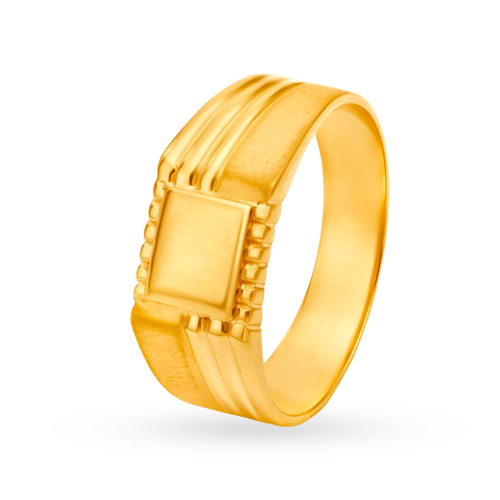 Handsome 22 Karat Yellow Gold Textured Square Ring
