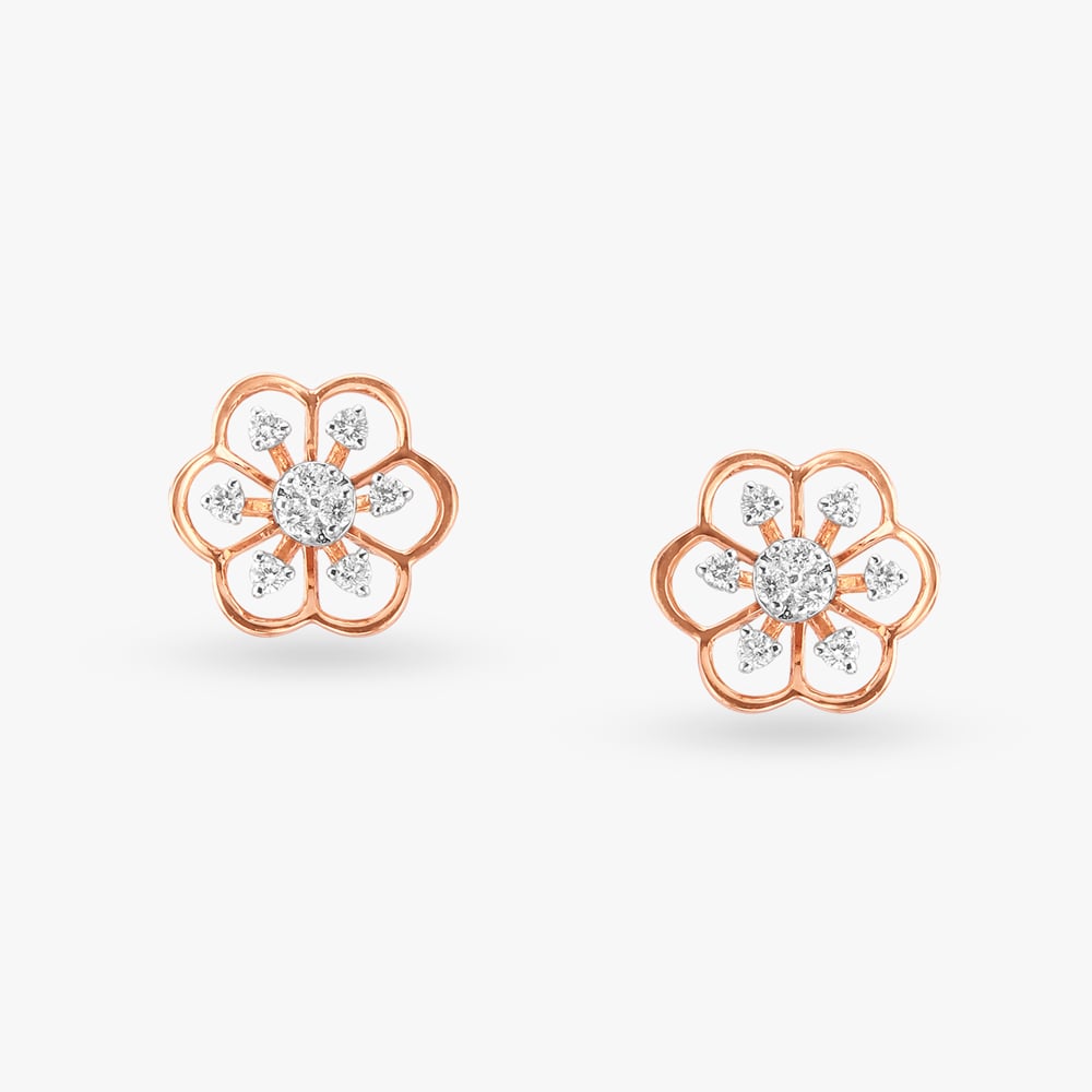 Vintage Bloom Diamond Stud Earrings