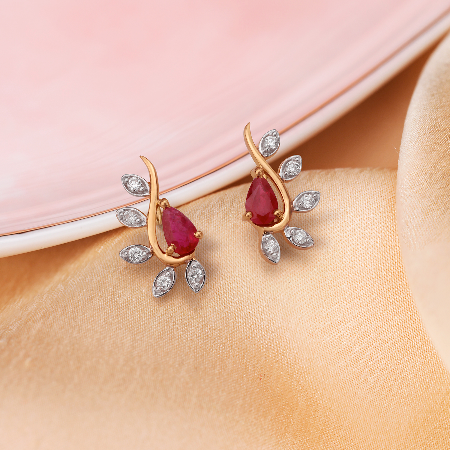

Fancy Resplendent Ruby and Diamond Drop Earrings