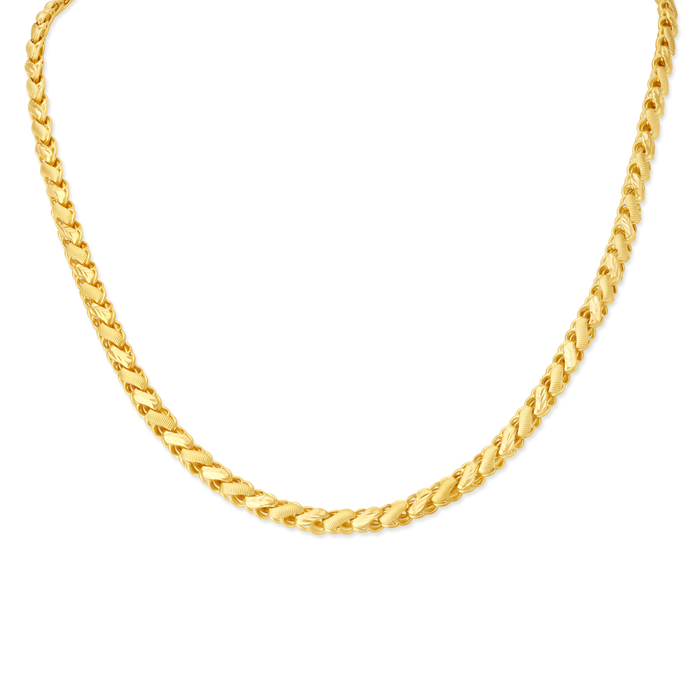 August 22 Karat Yellow Gold Etched Wave Chain