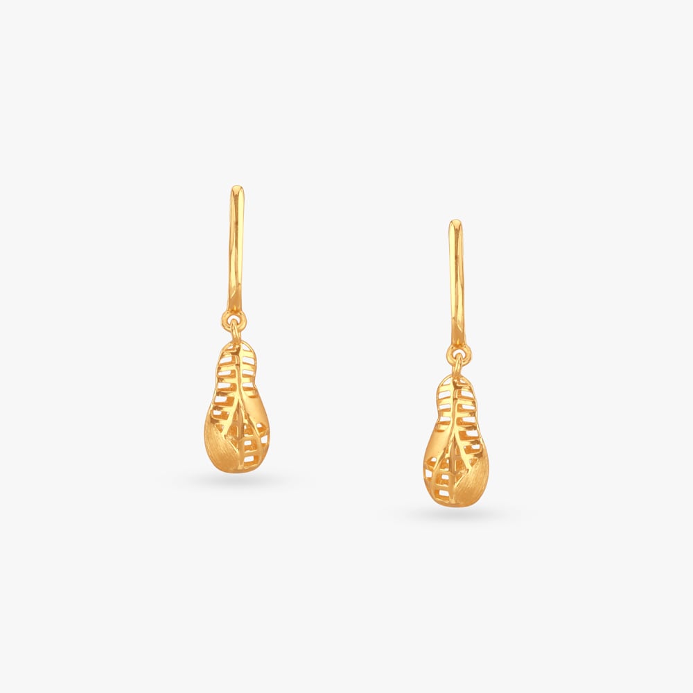 Hollow Leaf Gold Drop Earrings