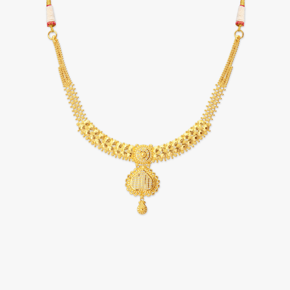 Radiant Grid Gold Necklace