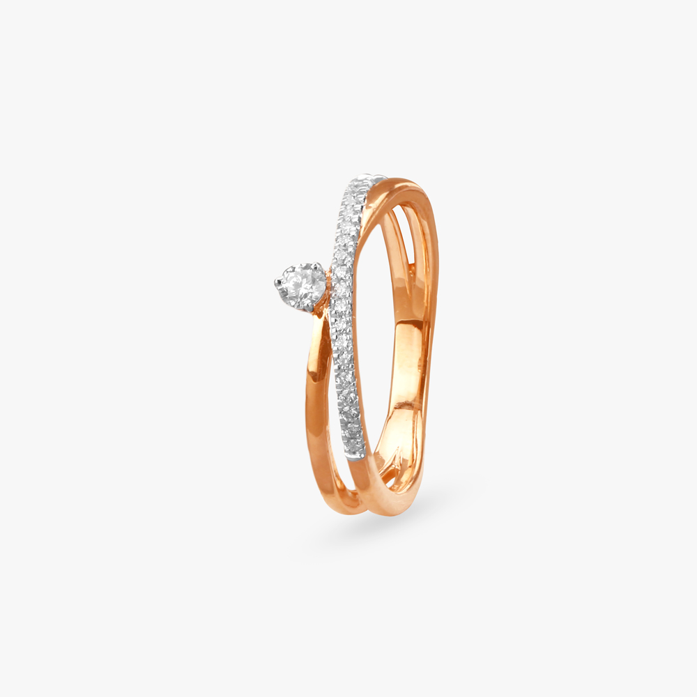 Crossover Diamond Finger Ring
