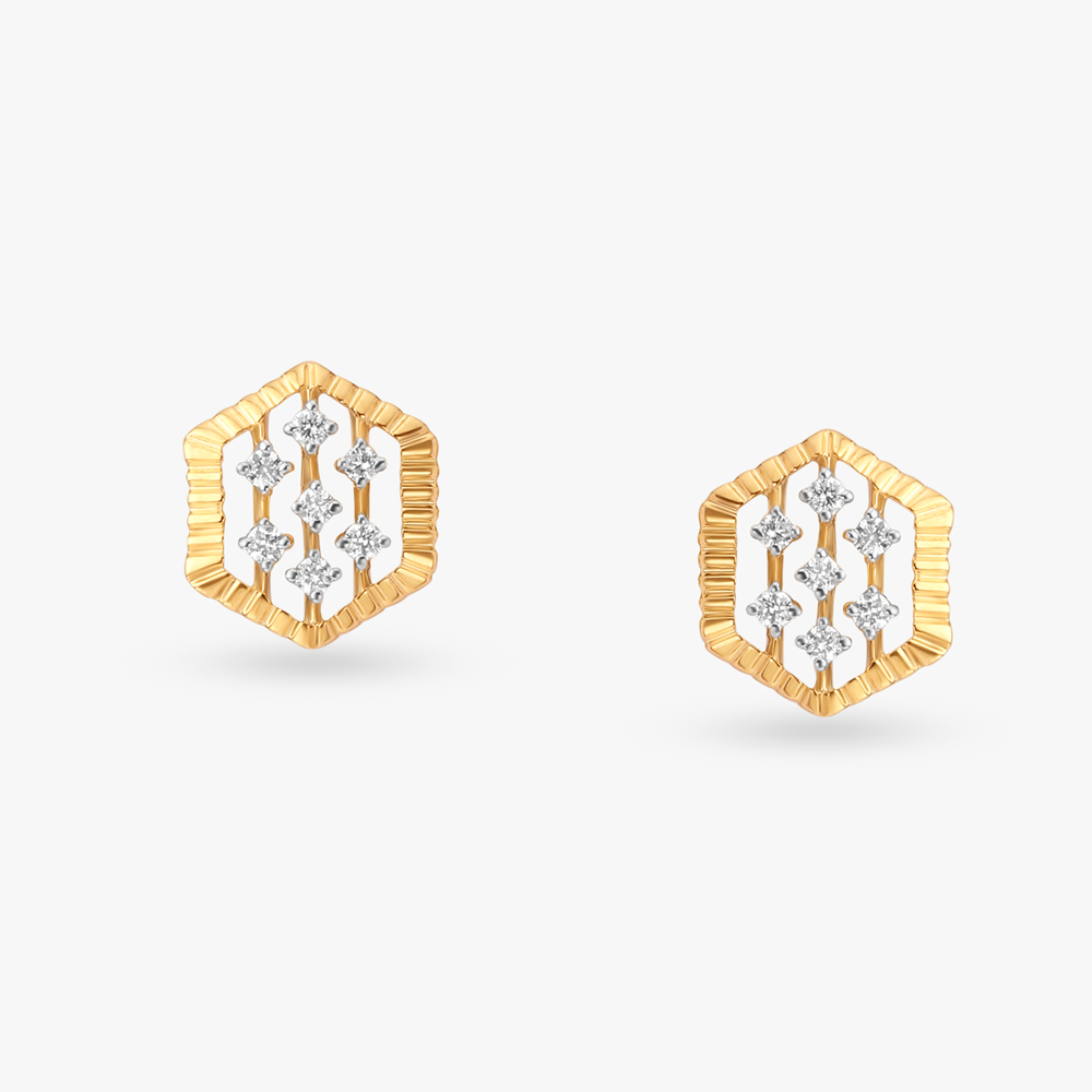 Geometric Glamour Diamond Stud Earrings