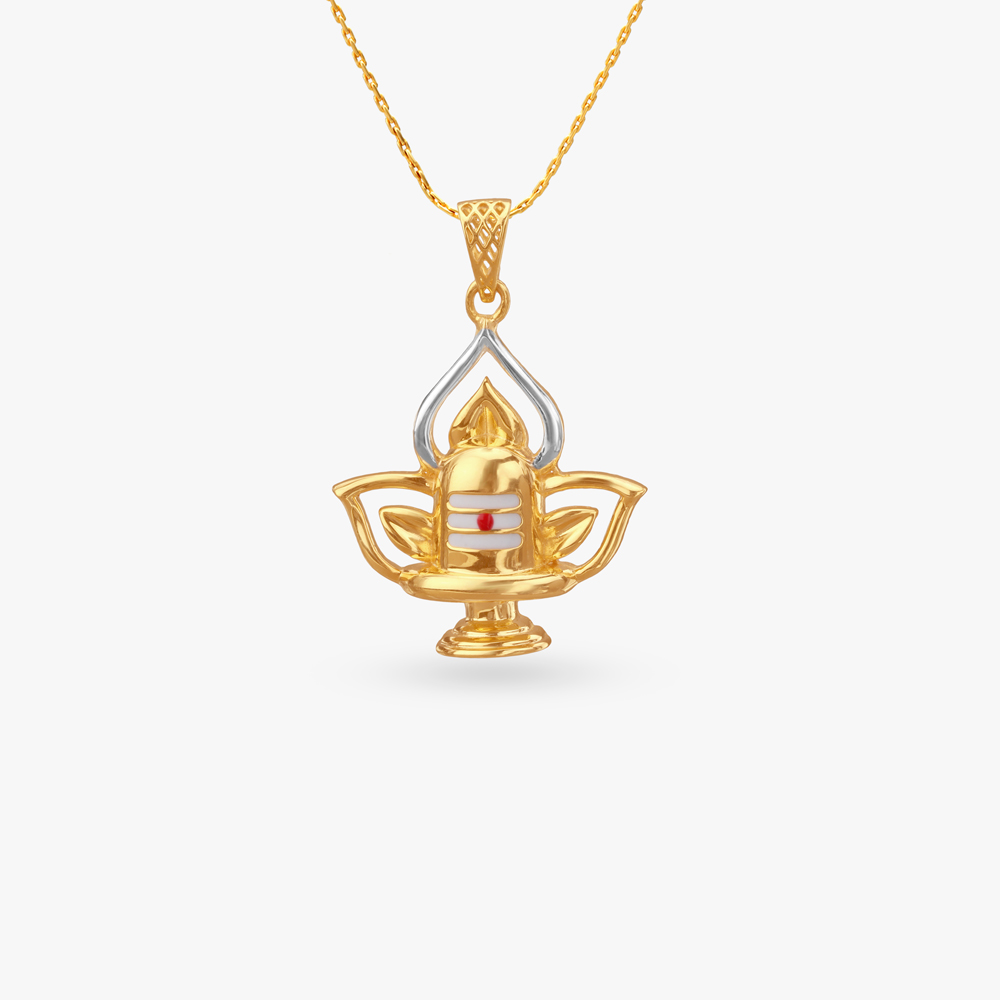 Shivling Lotus Gold Pendant