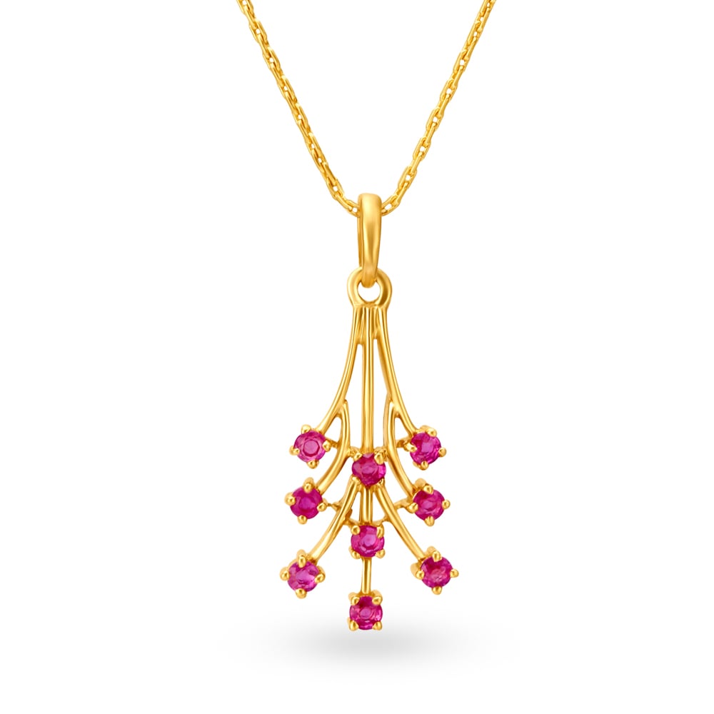 

Ruby Raindrops Gold Pendant