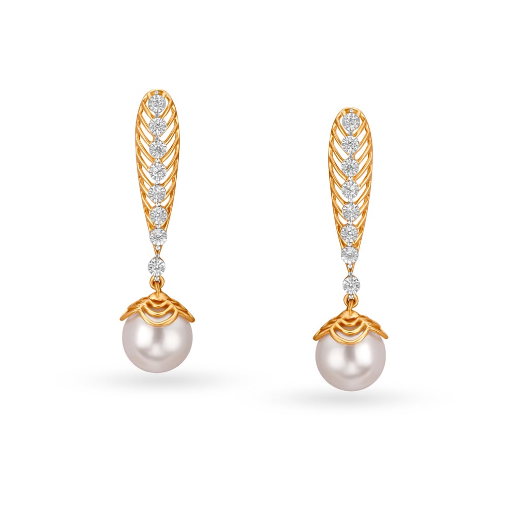 Diamond Drop Earrings with Rock Crystal