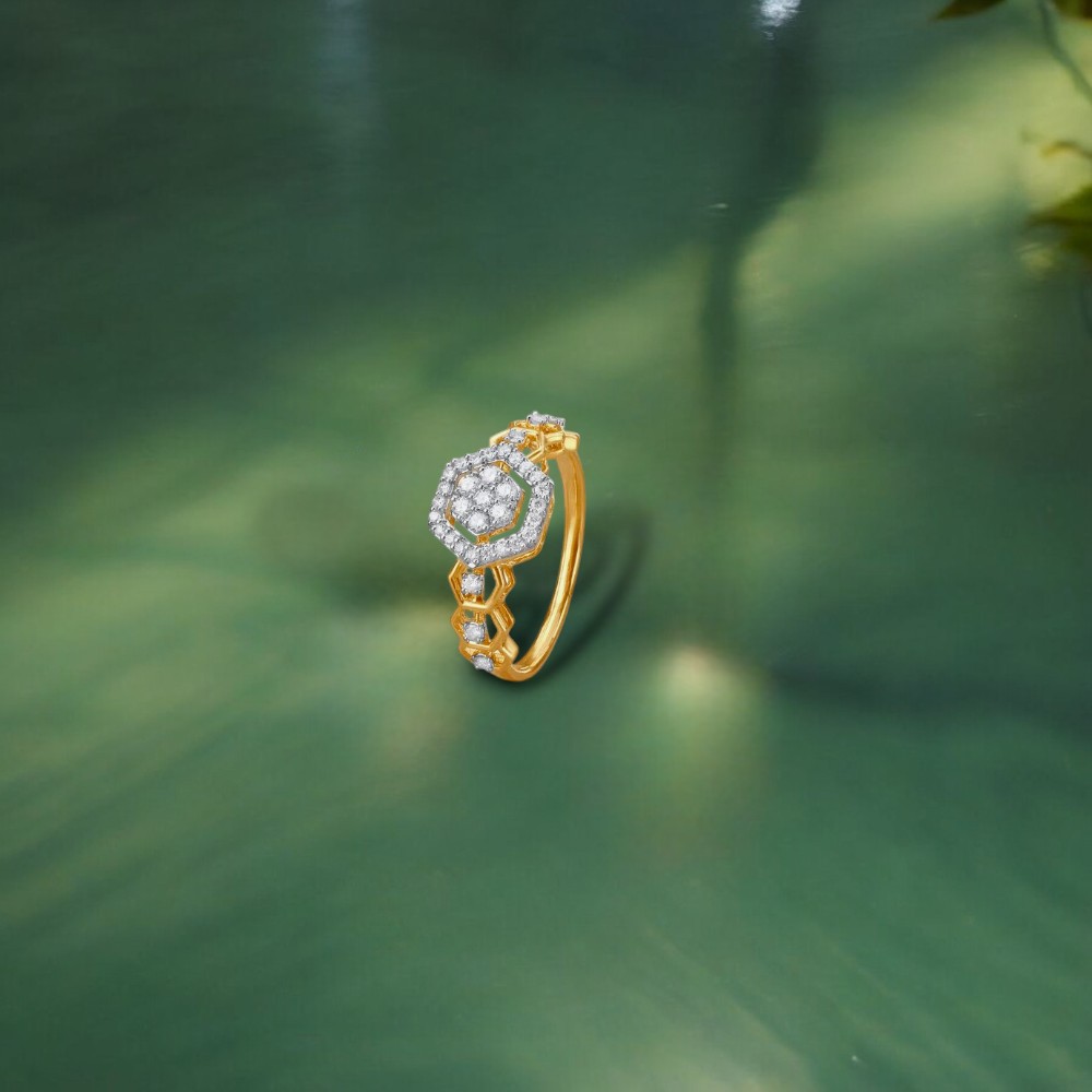 Bold Geometric Diamond Finger Ring