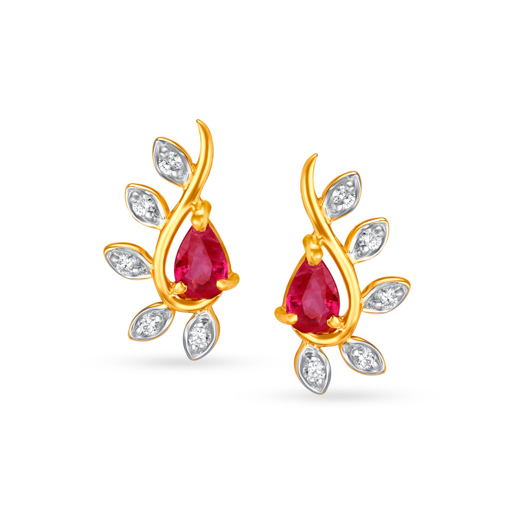 Contemporary Diamond and Coloured Stone Stud Earrings