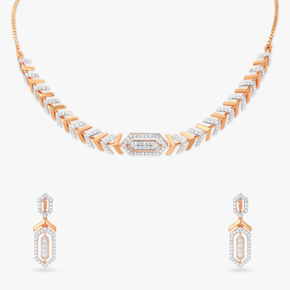 Sleek Diamond Necklace Set