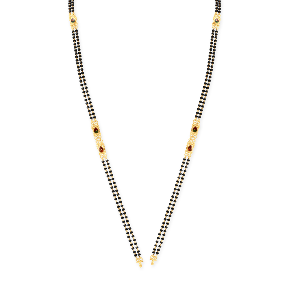 

Carved Gold and Enamel Mangalsutra