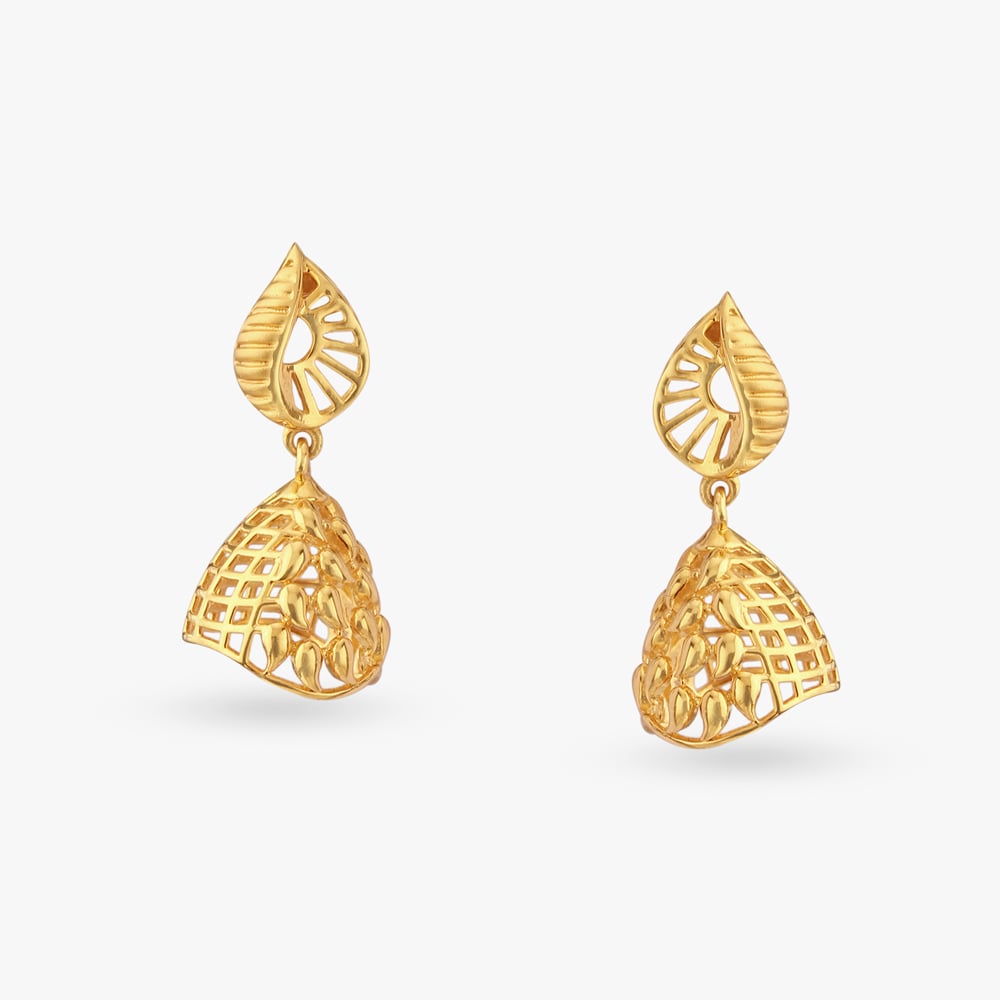 

Filigree Gold Jhumka Earrings