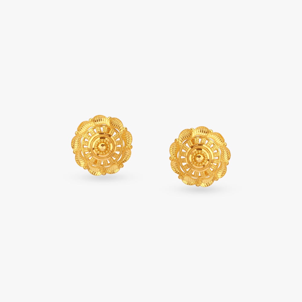 Gilded Petal Gold Stud Earrings