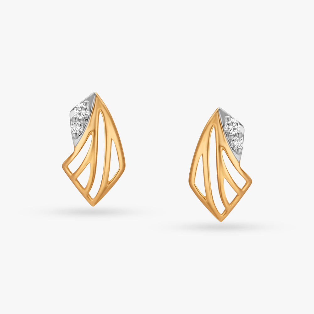Winged Prism Diamond Stud Earrings