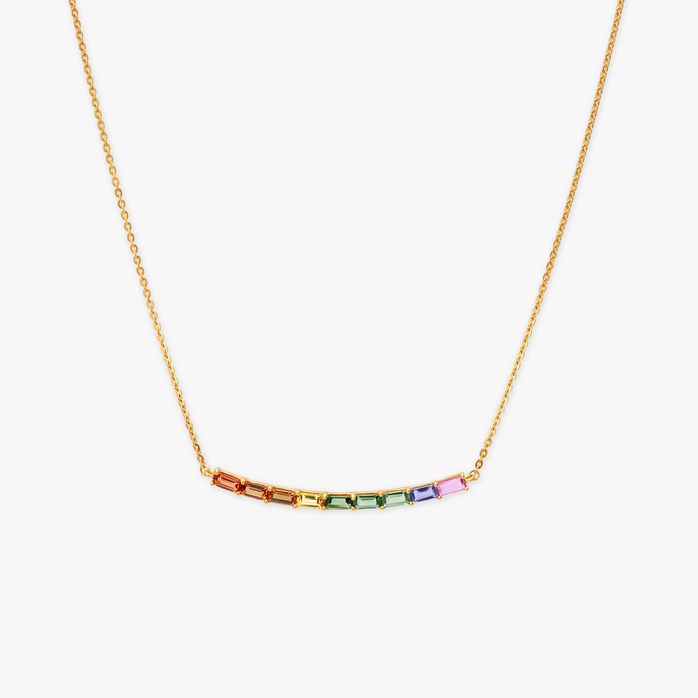 Rainbow Radiance Gold Pendant with Chain