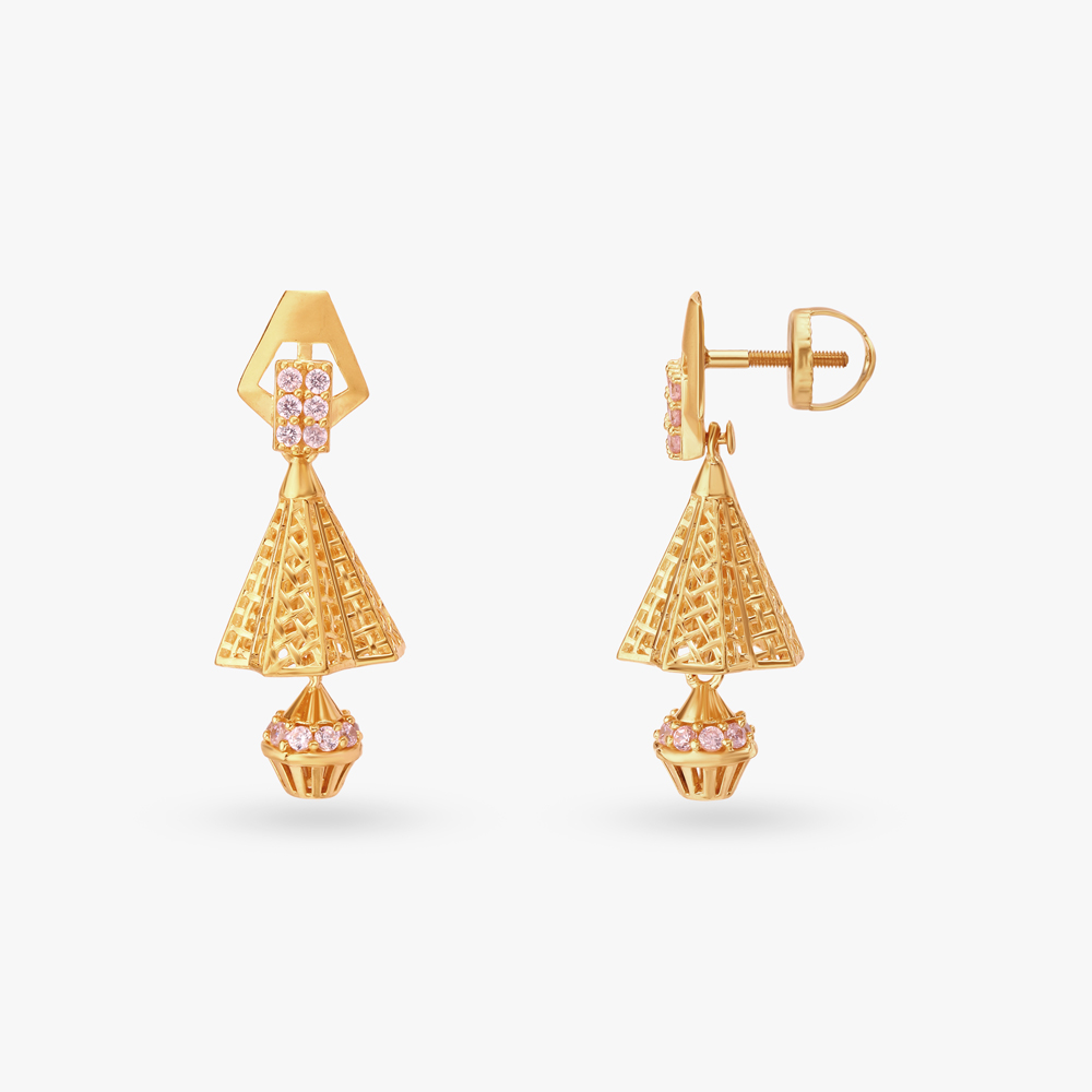 

Morning Glory Gold Jhumka Earrings
