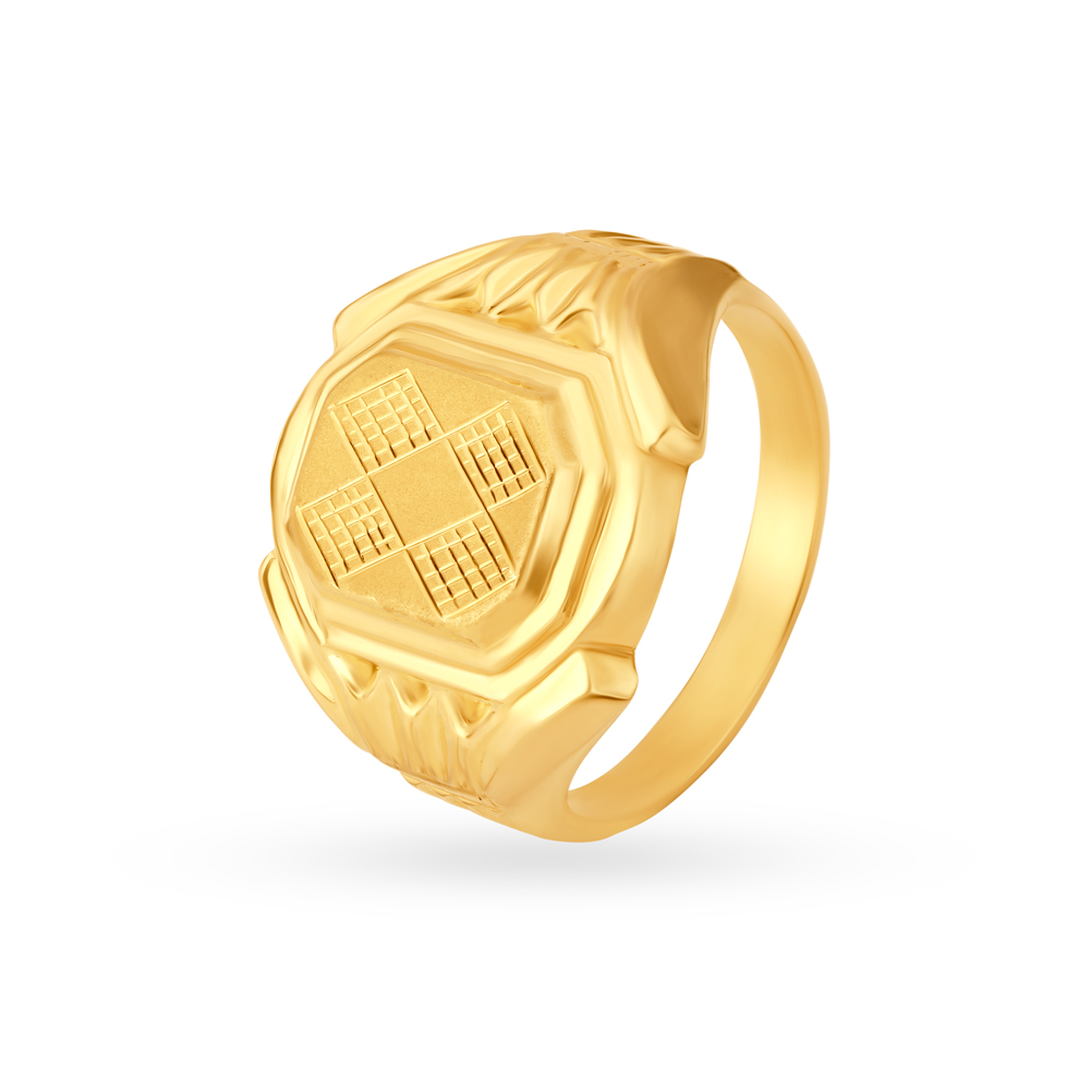 

Intriguing 22 Karat Yellow Gold Octagonal Finger Ring