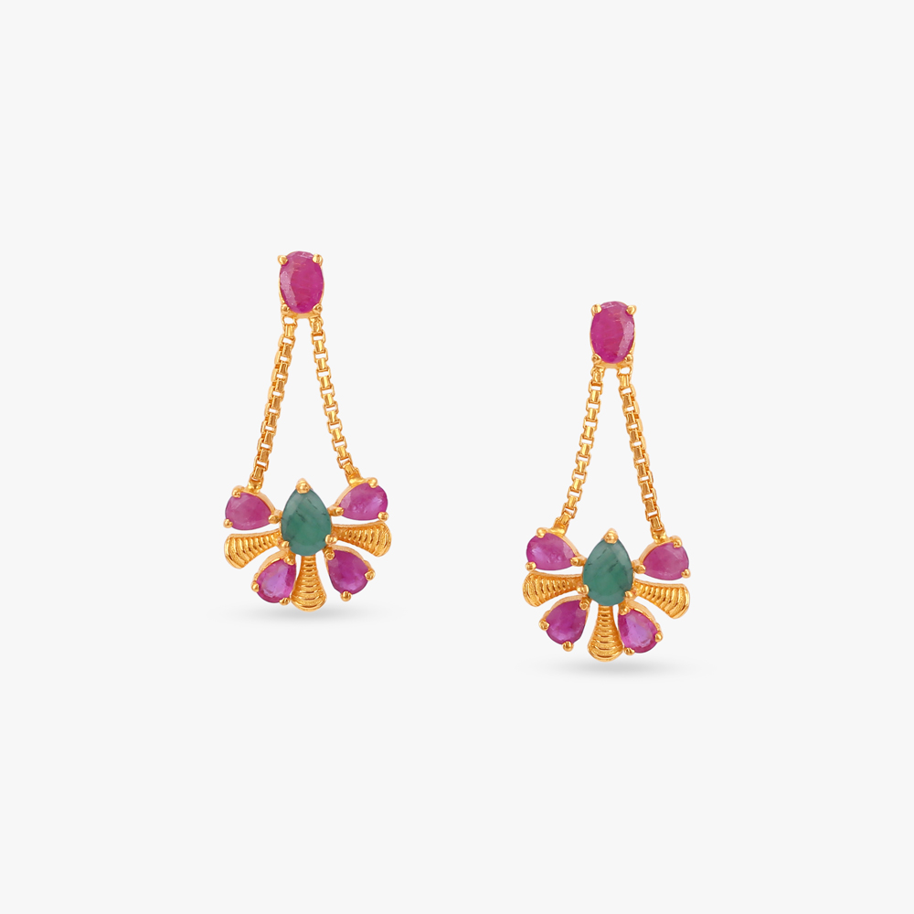 Twinkling Petals Gold Drop Earrings
