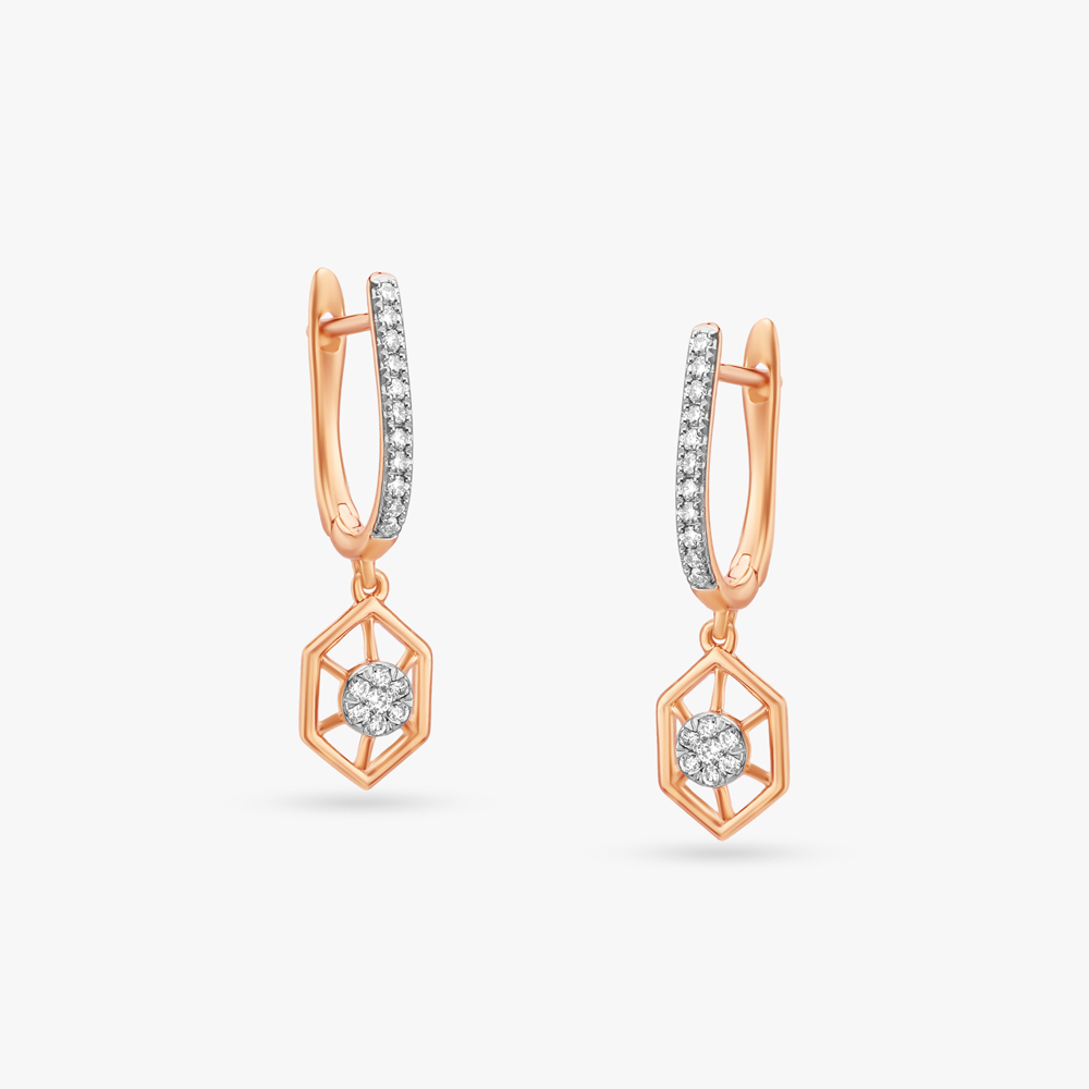 Geometric Diamond Drop Earrings