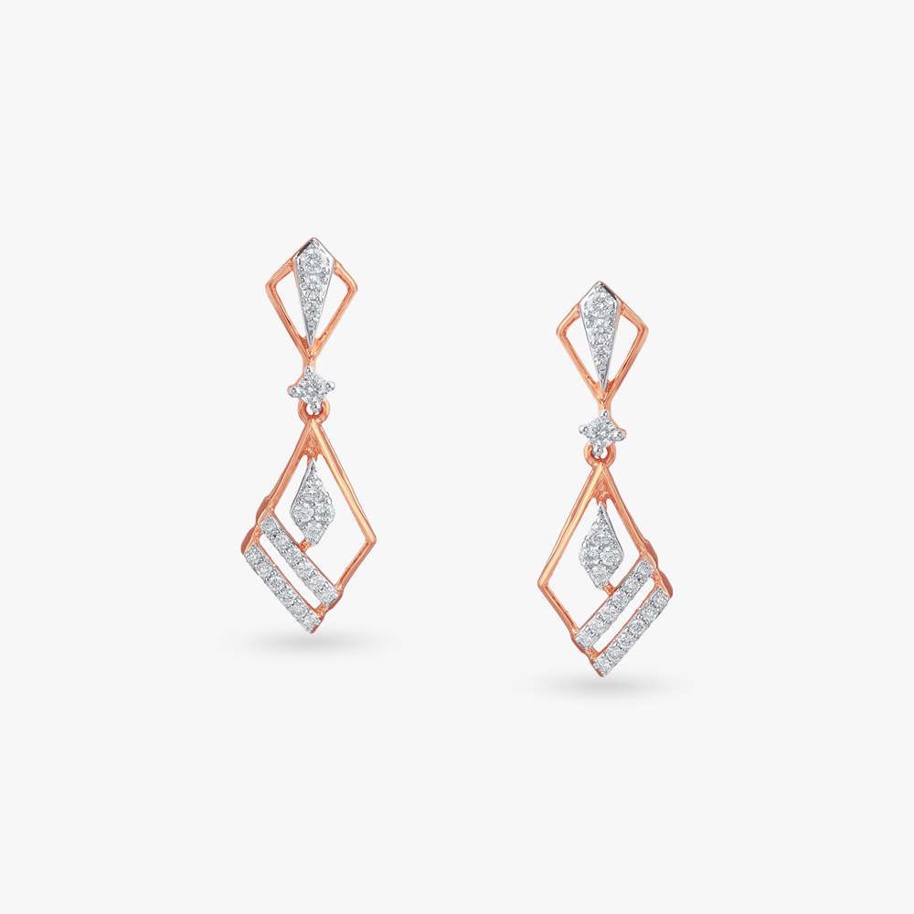 Geometric Grace Diamond Drop Earrings