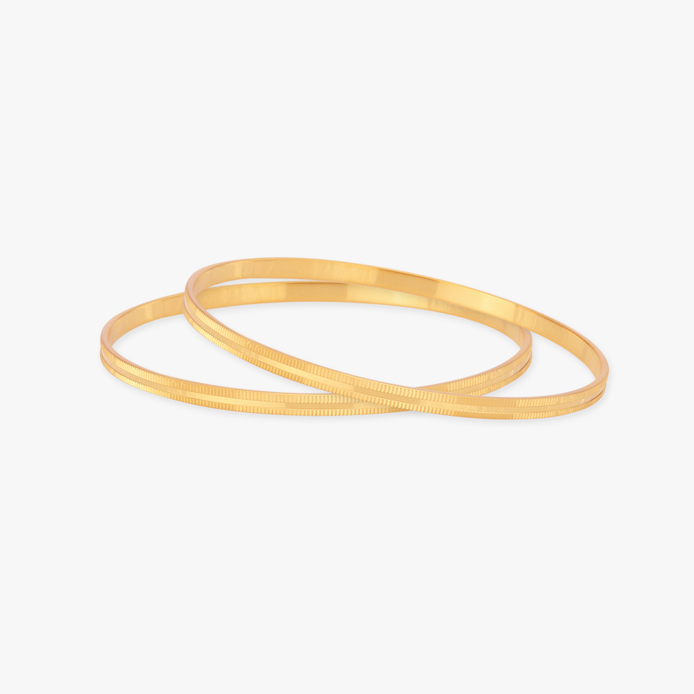 Rhodium Accented Gold Bangles