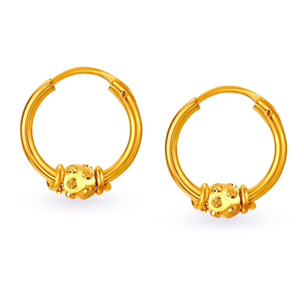 

Timeless 18 Karat Yellow Gold Bali-Style Hoop Earrings