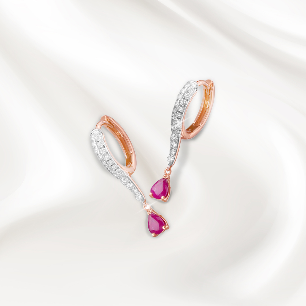 Crimson Swing Diamond Hoop Earrings