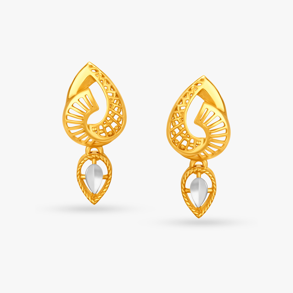 Lovely Dual Toned Drop Earrings