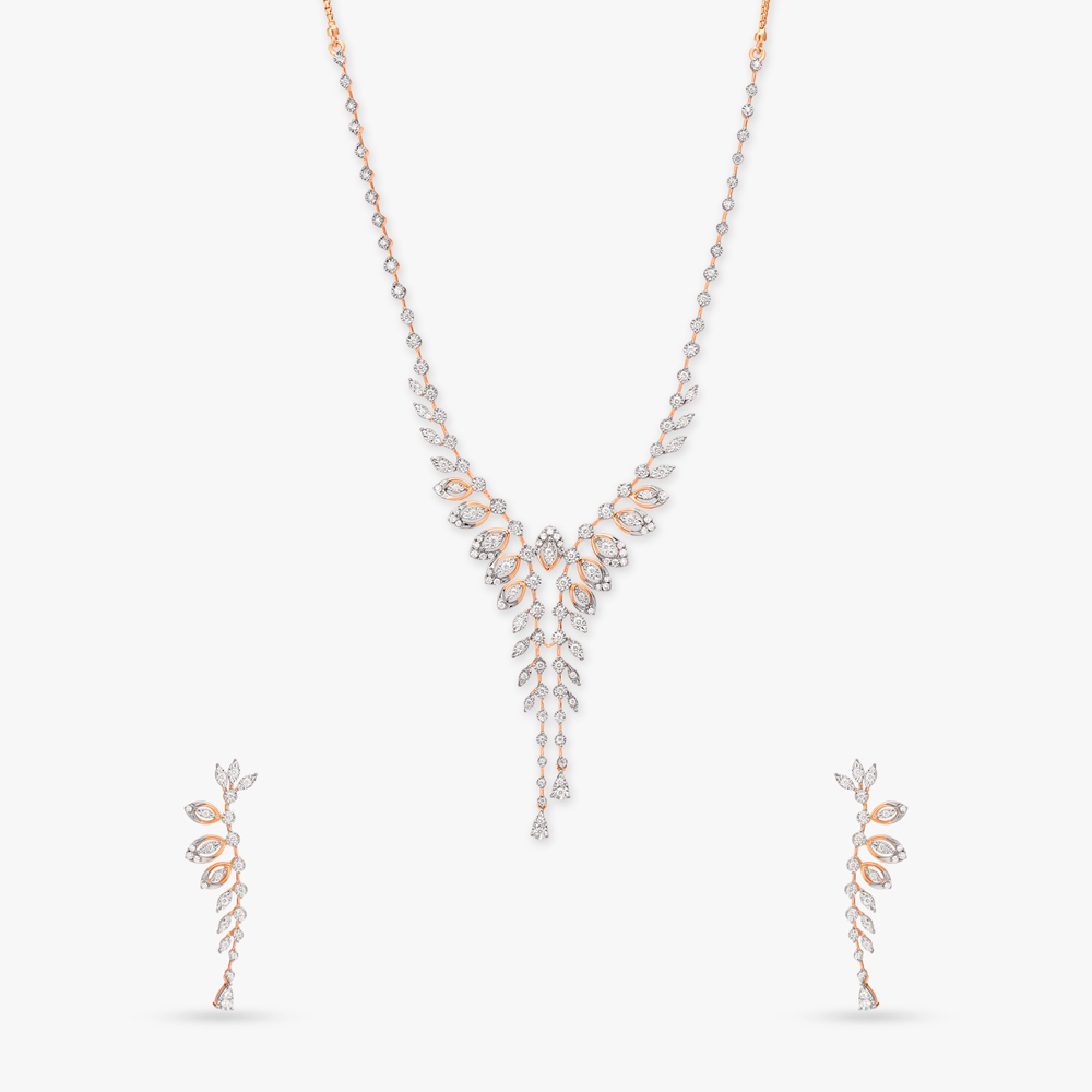 Leafy Splendour Diamond Necklace Set