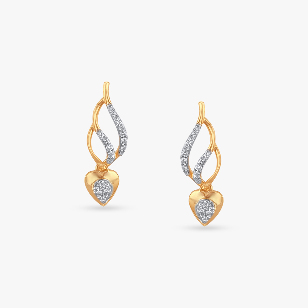 Heart Twist Diamond Drop Earrings