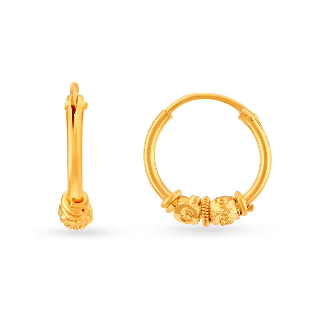

Enticing 22 Karat Yellow Gold Bali-Style Hoops