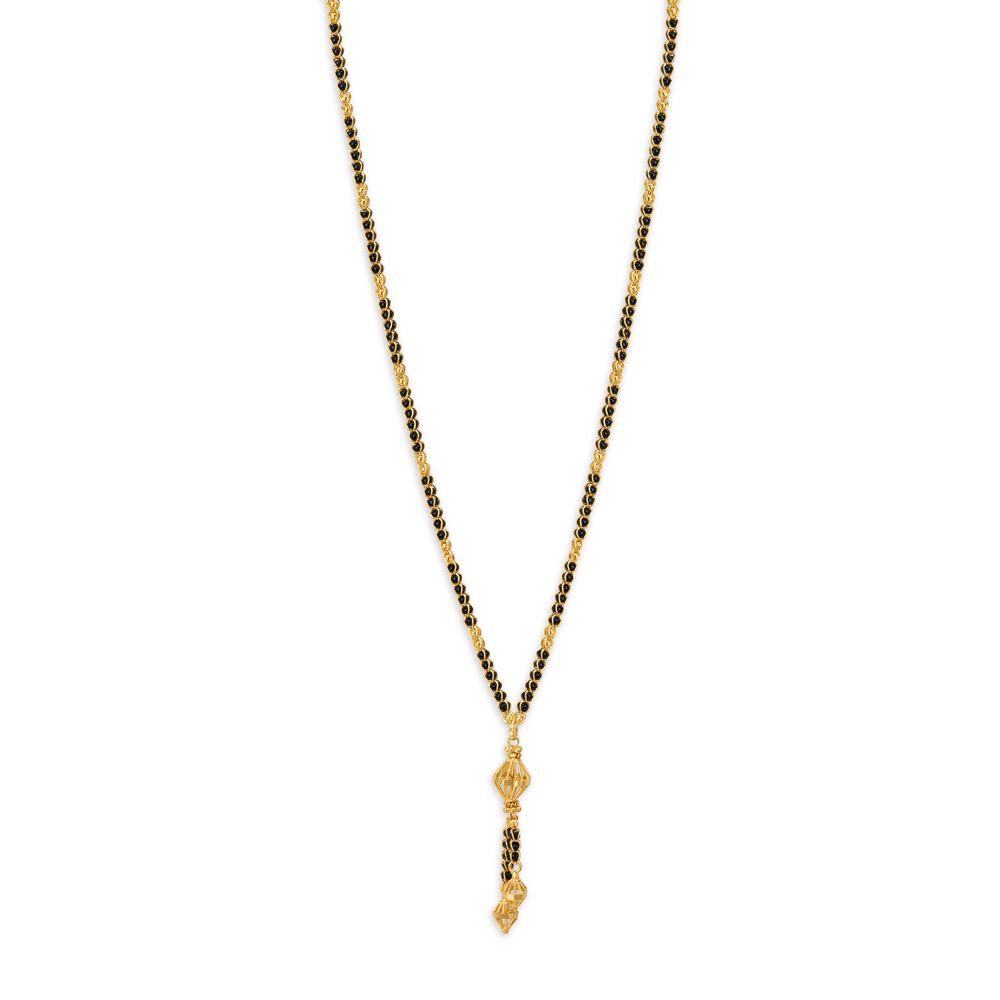 

Glorious Yellow Gold Carved Bead Mangalsutra
