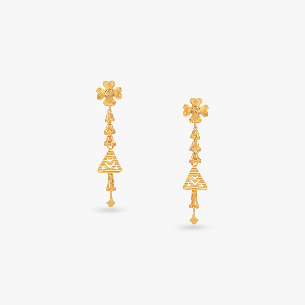 Geometric Tassel Gold Drop Earrings