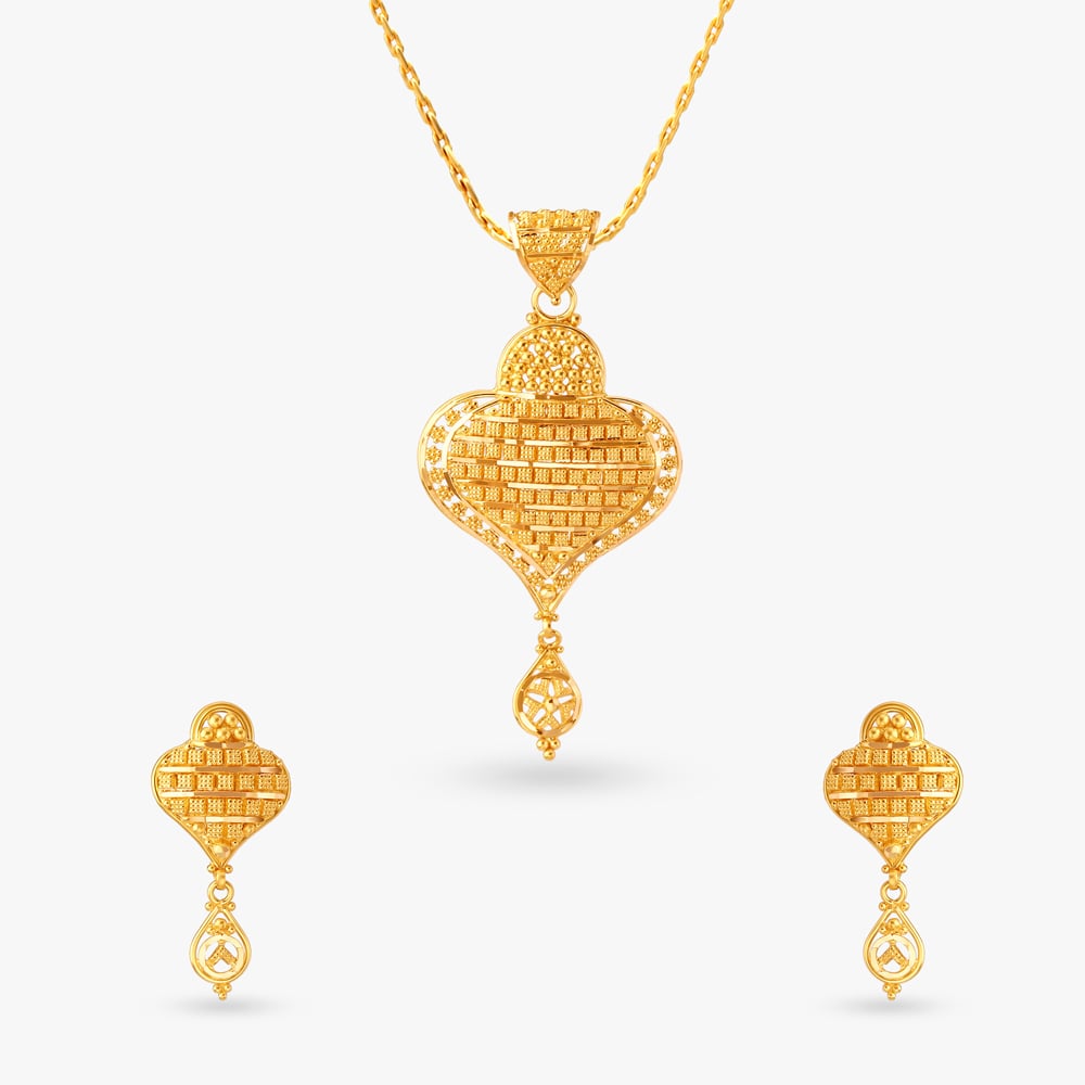 Exuberance Gold Pendant and Earrings Set