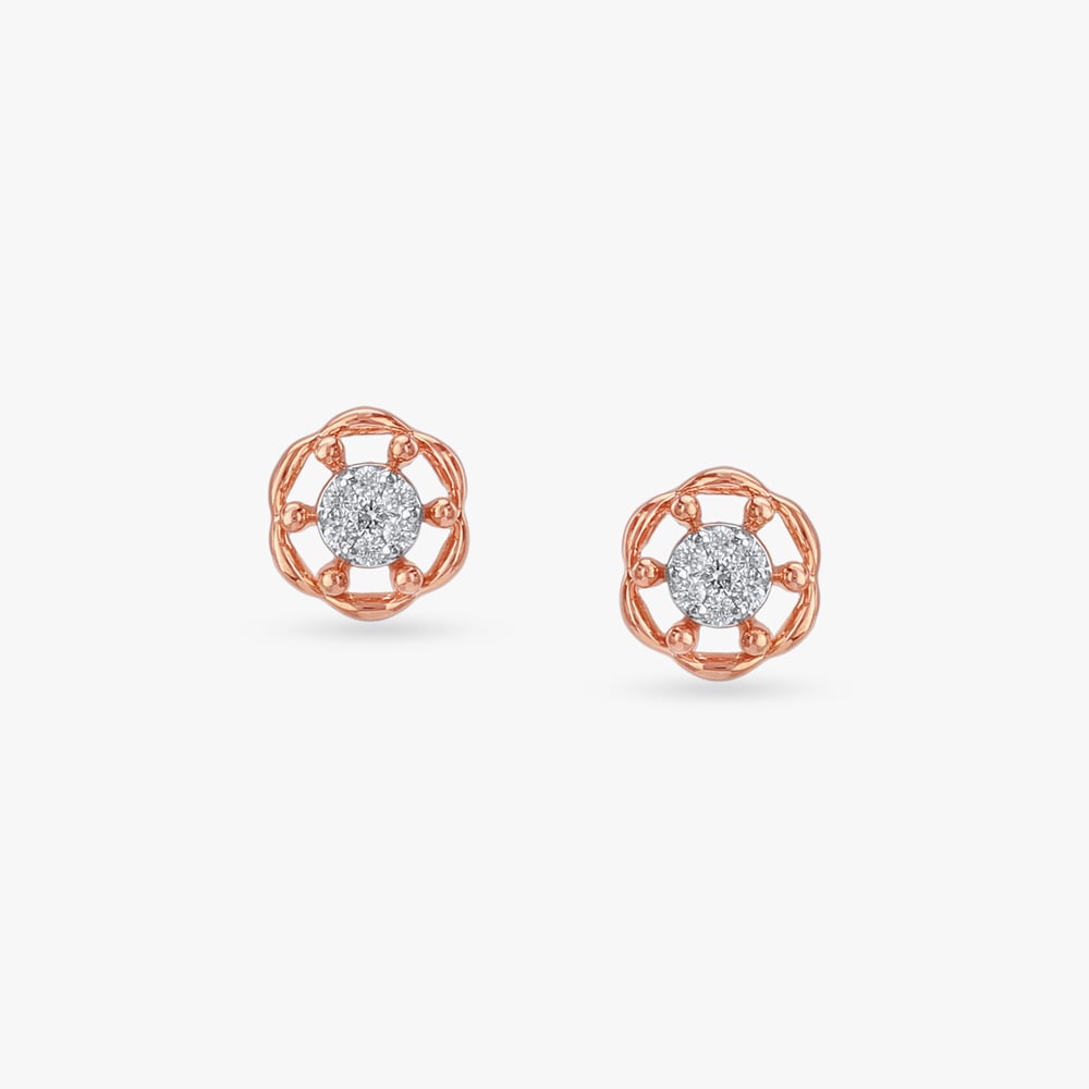 Vintage Bloom Diamond Stud Earrings