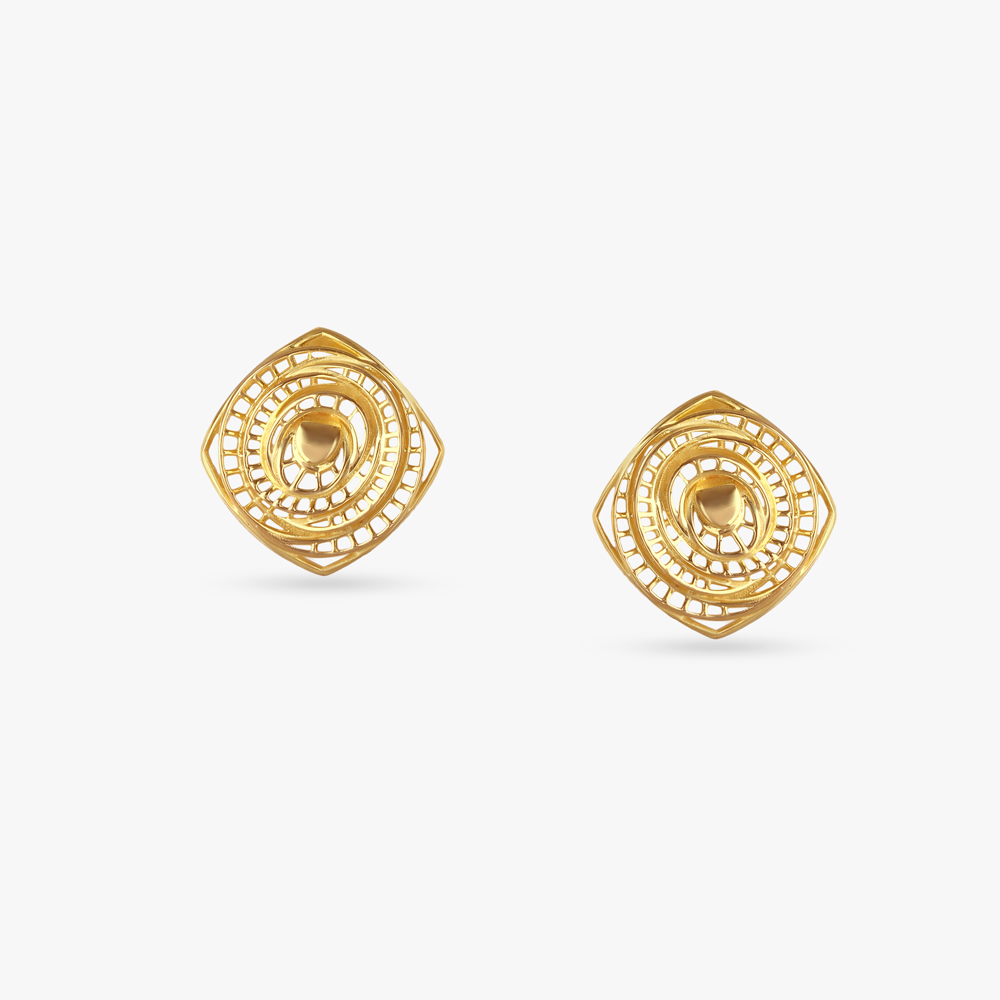 Retro Radius Gold Stud Earrings