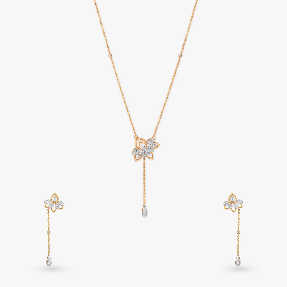 

Lotus Cascade Diamond Necklace Set