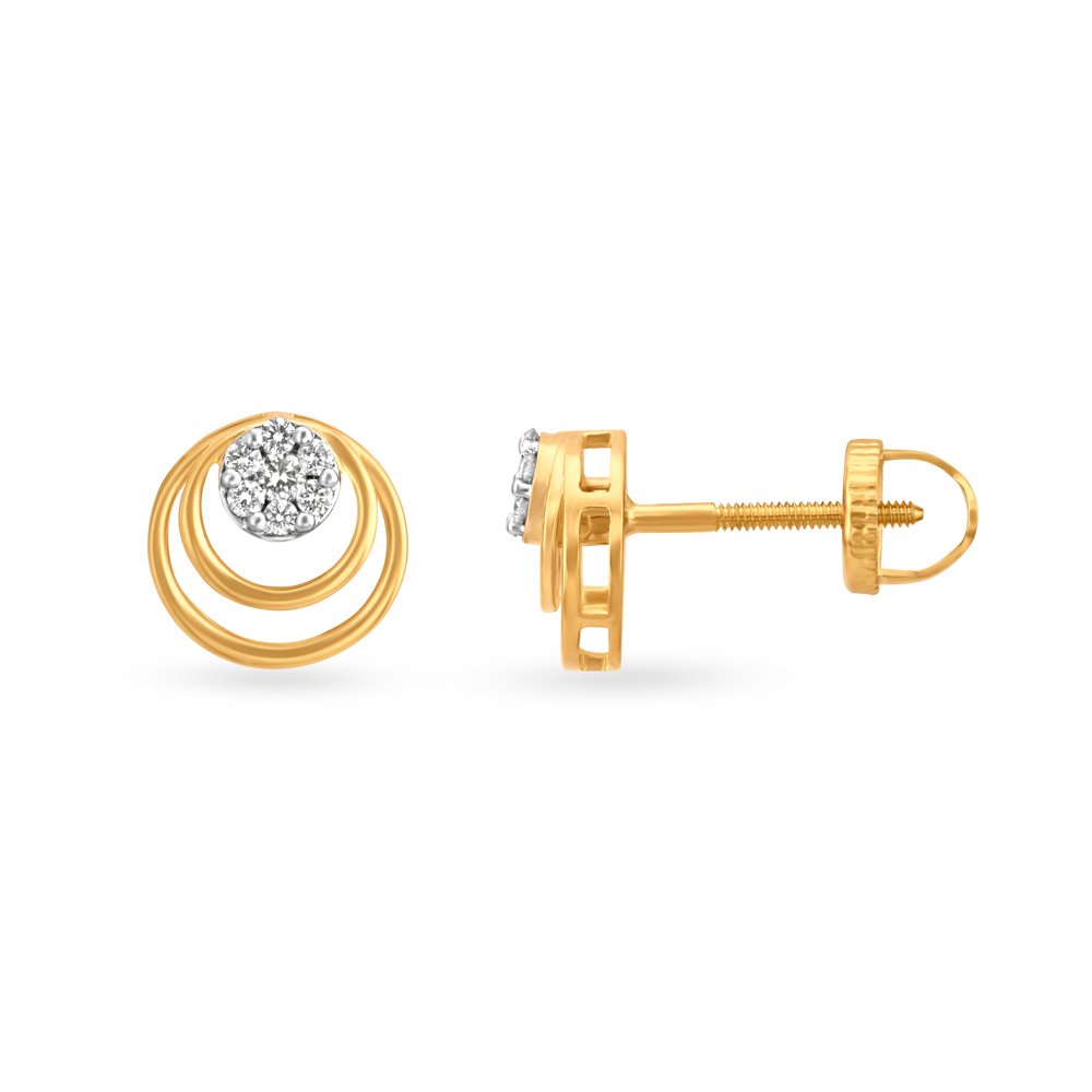 

Double Circlet Gold and Diamond Stud Earrings