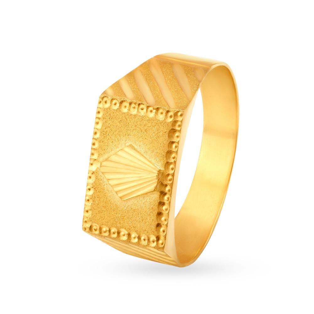 

Textured Square Gold Finger Ring for Men
