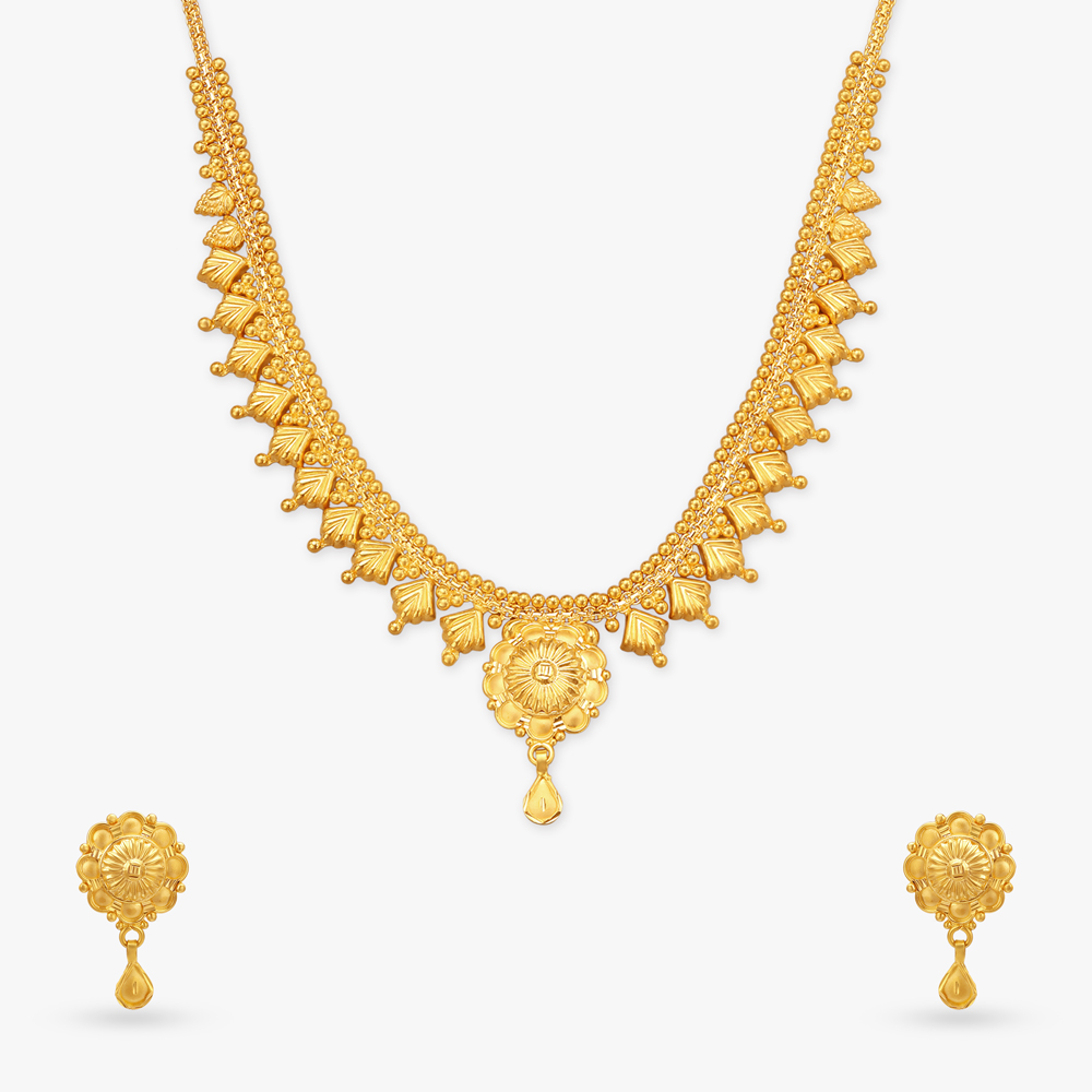 Sunburst Elegance Gold Necklace Set
