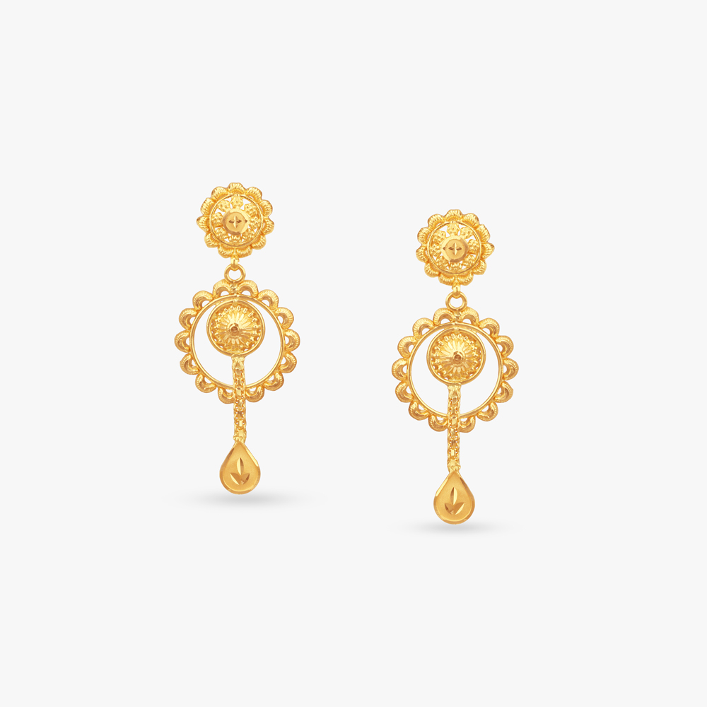 Heritage Petal Gold Drop Earrings