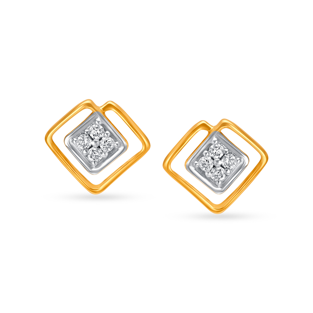 Modern Cluster Diamond Stud Earrings