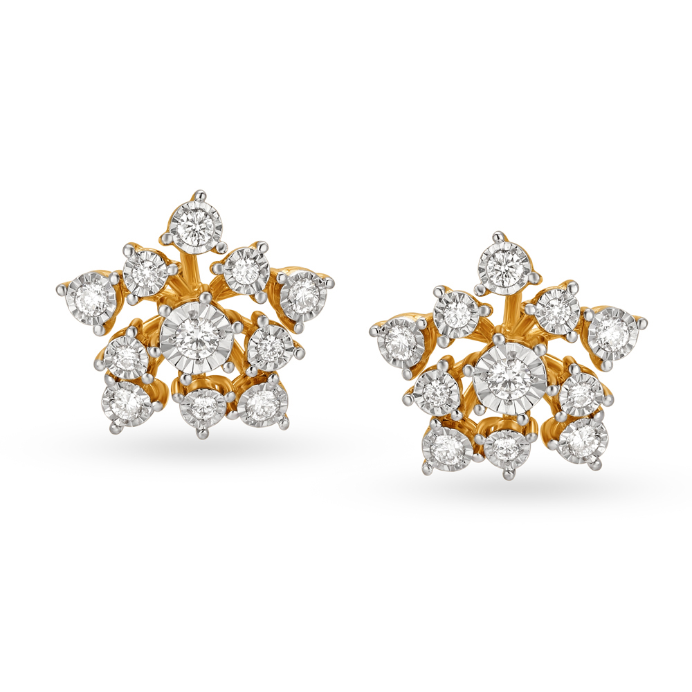 

Dainty Snowflake Diamond Stud Earrings