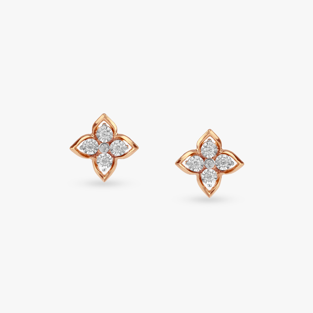 Petal Spark Diamond Stud Earrings