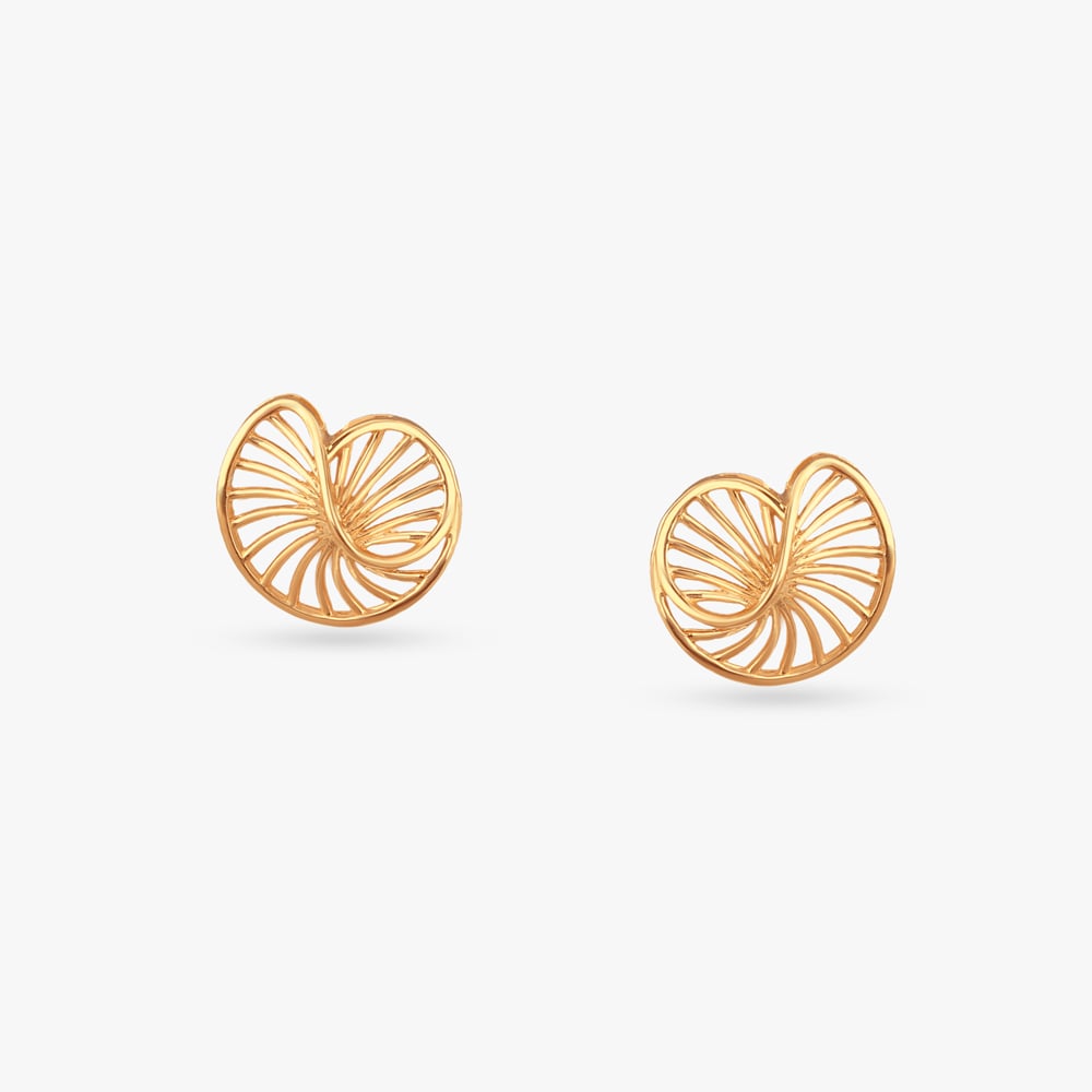 Radiant Spiral Gold Stud Earrings