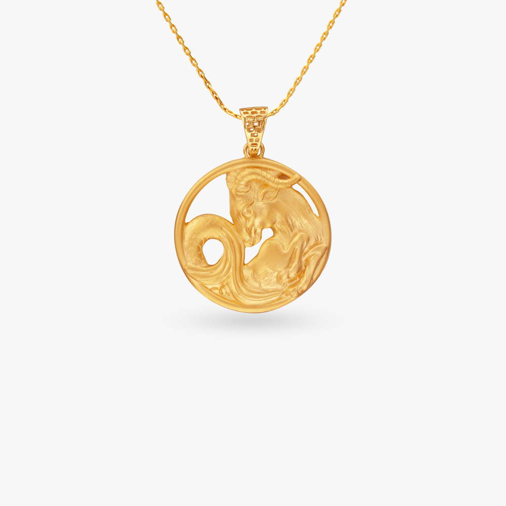 Capricorn Zodiac Gold Pendant