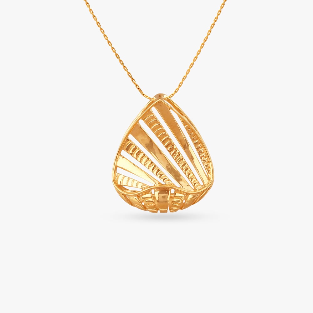 Sunstripe Teardrop Gold Pendant