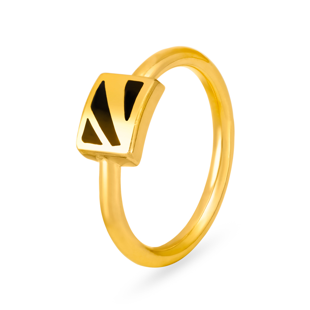 Abstract 22 Karat Yellow Gold Square Finger Ring