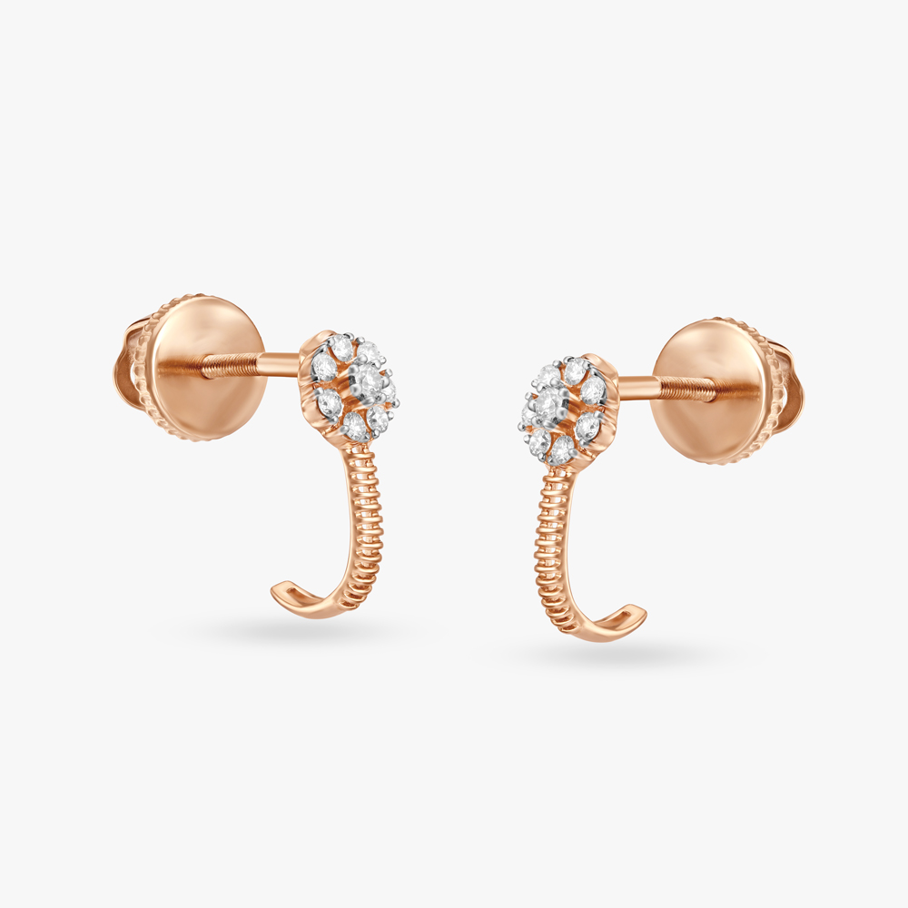 Blossom Brilliance Diamond Flower and Gold Stud Earrings